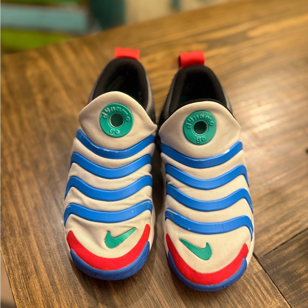 Nike Kids Dynamo Sneakers - White, Blue, Red, Green Accents